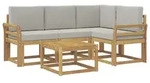 vidaXL Outdoor-Sofagarnitur 5 Stk. Wei&szlig; und Hellgrau Polyester - Braun