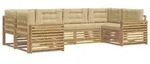 vidaXL Outdoor-Sofagarnitur 6 Stk. Wei&szlig; und Beige Massivholz Akazie - Wei&szlig;