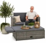 Mucola Gartenm&ouml;bel Polyrattan Lounge Sessel Sofa Bank Tisch Fu&szlig;bank klappbar...