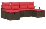 vidaXL Sofa Set mit Kissen 5 pcs Poly-Rattan - Braun