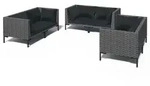 vidaXL 6-tlg. Garten-Lounge-Set mit Kissen Poly Rattan Dunkelgrau - Grau