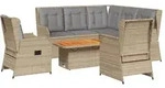 vidaXL 6-tlg. Garten-Lounge-Set mit Kissen Beige Poly Rattan - Beige
