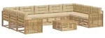 vidaXL Outdoor-Sofagarnitur 10 Stk. Wei&szlig; und Beige Massivholz Akazie - Wei&szlig;