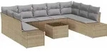 vidaXL Gartensofa-set mit Kissen 10 pcs Beige Poly-Rattan - Beige