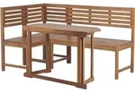 BELIANI Balkon Eckbank Set Hellbraun Akazienholz 4-teilig Klapptisch 110 x 47 cm