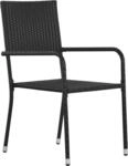 vidaXL Garten-Essst&uuml;hle 6 Stk. Stapelbar Schwarz Polyrattan