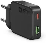 SBS 45-W-USB-C-Ultra-Slim-Wandladeger&auml;t mit 2 Anschl&uuml;ssen - Schwarz
