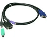 LevelOne 1.8m KVM Cable for KVM-3208/KVM-3216, 1,8 m, PS/2, USB, PS/2, VGA, Schwarz,