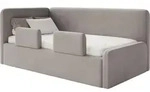 Selsey Fanko &ndash; Kinderbett 90x200 cm mit Rausfallschutz, Kopfteil links, Samt,