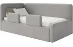 Selsey Fanko &ndash; Kinderbett 90x200 cm mit Rausfallschutz, Kopfteil links, Samt,
