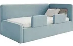 Selsey Fanko &ndash; Kinderbett 90x200 cm mit Rausfallschutz, Kopfteil rechts, Samt,