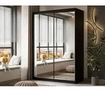 CAMARO III Schiebeschrank mit Spiegel 150 cm - Schwarz - Schwarz