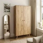 Zweit&uuml;riger Kleiderschrank HARMONY Craft Gold Eiche, Kleiderstange + 2 Ablagen