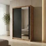 BEAUTYSOFA | Schwebet&uuml;renschrank HELA 100 cm Eiche Artisan + Schwarz &ndash;...