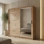 BEAUTYSOFA | Schwebet&uuml;renschrank HELA 180 cm Eiche Artisan &ndash; 2-t&uuml;rig...