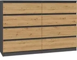 Malwa M8 Kommode 140Cm 8 Schubladen Anthrazit Handwerklich F&uuml;r Zuhause F&uuml;r...