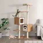 COSTWAY Kratzbaum 163 cm, Katzenbaum mit Sisalst&auml;mmen & waschbaren Kissen &
