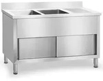 Expondo Royal Catering Doppel Sp&uuml;lenschrank - 140 x 60 cm - Silber