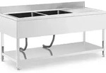 Expondo Royal Catering Sp&uuml;ltisch - 2 Becken - Edelstahl - 180 x 70 cm - -...