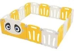 Joyz Laufstall Baby 160&times;160 cm Laufgitter faltbar Panda-Design Wei&szlig;-Gelb