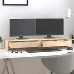 vidaXL Monitorst&auml;nder 100x27x15 cm Massivholz Kiefer - Braun