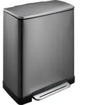 Stilvoller rechteckiger Treteimer mit extra breitem Pedal | 28+18 Liter, HxBxT