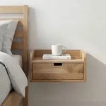 WOHNLING Nachtkonsole f&uuml;r Wandmontage 45x30cm Akazie Massivholz Braun...