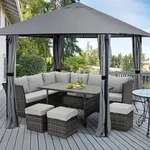 Sekey Pavillon 3x3 Gartenpavillon Terrassenpavillon 4 abnehmbar Seitenteile &