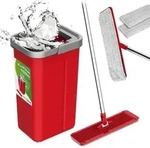 MaxiClean Flachmopp Set mit 2 in 1 Putzeimer 5,7L Wischmop Set Bodenwischer...