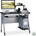 Relaxdays Computertisch Glas, Tastaturauszug & Fach f&uuml;r Rechner, HBT: 98 x 105...