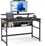 Mondeer Schreibtisch Computertisch mit Monitorst&auml;nder und 2 Ablagen...
