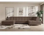 ALTDECOR Ecksofa - COMA U - 345x203x79 - Braun Corner Sofa Eckcouch Couch...