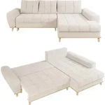 Ecksofa Scandi-Stil Schlaffunktion Bettkasten m. Boucl&eacute; Chenille Stoff in...