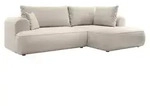 Selsey Ovo &ndash; Ecksofa mit Schlaffunktion, Ottomane rechts, Samt Hellbeige -...