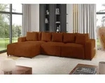Ecksofa Designersofa Sofa MEGAN in Stoff Poso Rostbraun Ottomane Links - Braun