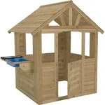 Zwerkules Cubby Kinder Spielhaus f&uuml;r den Garten inkl. Spielk&uuml;che Holz - Braun