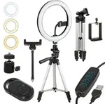 10" 12W LED Ringlicht mit Stativst&auml;nder und Bluetooth-Ausl&ouml;ser 3 Farben 10
