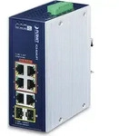PLANET Industrial 4-Port GE 802.3at + 2 GE + 2 100/1000X SFP - Blau/Wei&szlig;
