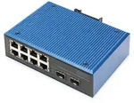Digitus 8+2P Industrial Fast Ethernet Switch - Schwarz/Blau