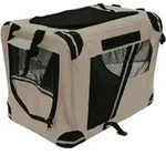 Transportbox f&uuml;r Hunde, faltbar, beige, 55 x 40 x 40 cm, bis 10 kg, mit Tragegurt -