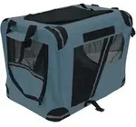 Hunde Transportbox faltbar blau 70x45x55 cm mit Tragegurt und Netzen bis 16 kg - Blau