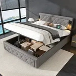STILVORA Polsterbett 160x200 Jugendbett mit Lattenrost und...