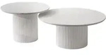 Set OVI Beistelltische mit geriffeltem Fu&szlig;, Wei&szlig; - Wei&szlig;