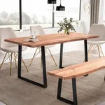 FineBuy Esszimmertisch 180 cm rechteckig Massivholz Akazie Baumkante -...