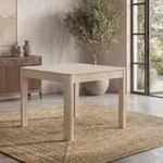 FineBuy Esstisch Massivholz Mango 80x80 cm White Wash Quadratischer...