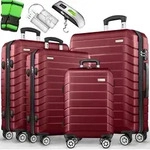 tillvex&reg; Reisekoffer Set 4-TLG. + Gep&auml;ckwaage, 8X Koffergurte & 4X...