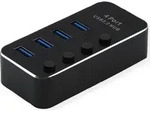 ROLINE USB 3.2 Gen 1 Notebook Hub, 4 Ports, einzeln schaltbar, schwarz