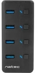Natec Hub Usb 3.0 Mantis 2 4-Anschl&uuml;sse Mit Schalter+Stromversorgung - Schwarz