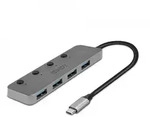 LINDY USB 3.2 Typ C Hub 4 Port mit Ein-/Ausschalter - Grau