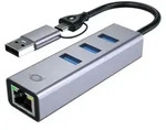 Conceptronic ABBY25G USB zu Gigabit-Netzwerkadapter mit 3-Port-USB-Hub,